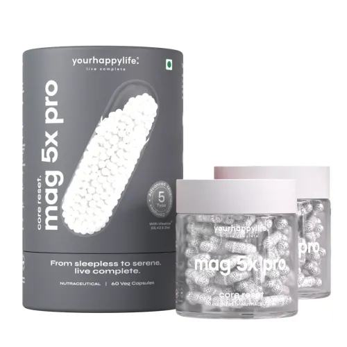 YourHappyLife: Magnesium 5X Pro with Vitamin D3, K2 & Zinc | Magnesium Complex Supplement | Sleep, Recovery, Muscle & Stress Support | 60 Capsules | Pack of 2