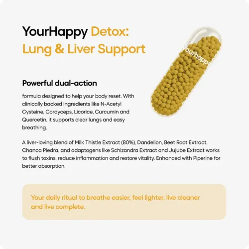 YourHappyLife: Core Detox with Milk Thistle Extract & N-Acetyl Cysteine | Liver Detox & Lung Health Supplement | Daily Cleansing Support | 60 Capsules | Pack of 2
