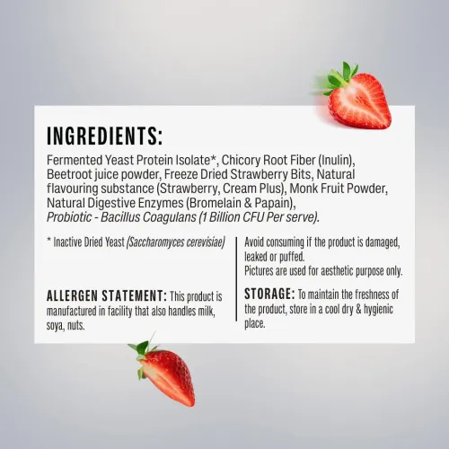 SuperYou: Pro Fermented Yeast Protein Isolate 500gm | 24g Protein| Strawberry | Higher Absorption than Plant Protein | Superior Muscle Recovery | Gut Friendly | Vegan Protein | PDCAAS of 1
