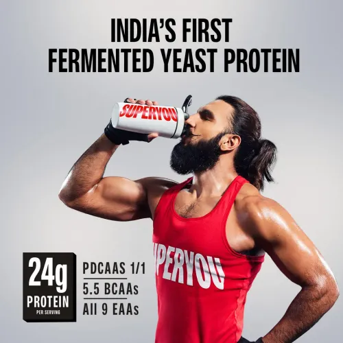 SuperYou: Pro Fermented Yeast Protein Isolate 1kg | 24g Protein| Kesar badam | Higher Absorption than Plant Protein | Superior Muscle Recovery | Gut Friendly | Vegan Protein | PDCAAS of 1
