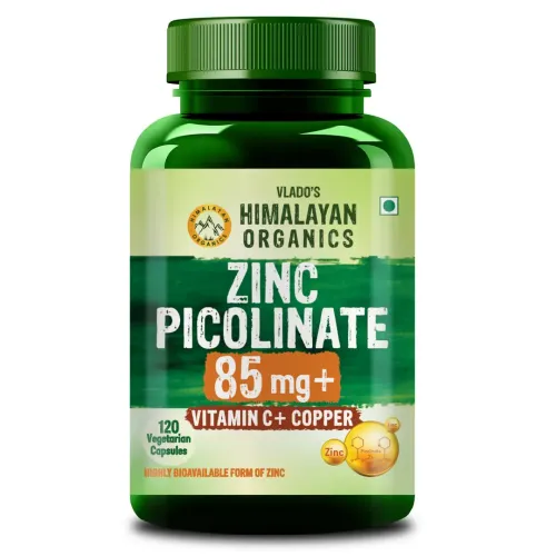 Vlado's Himalayan Organics: Zinc Picolinate with Vitamin C & Copper | Zinc Supplements for Men with 100% RDA Zinc | Immunity & Cellular Health Support  120 capsules