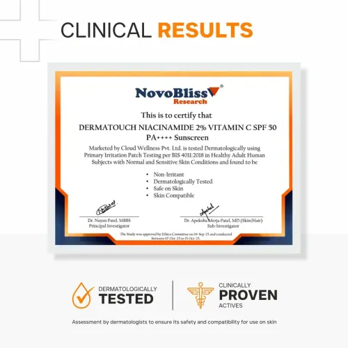 Dermatouch: Dermatouch Niacinamide 2% Vitamin C Sunscreen For Glowing Skin | Spf 50+ Pa ++++ | Quick Absorbing | Zero White Cast | 30gm