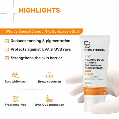 Dermatouch: Niacinamide 2% Vitamin C Sunscreen for glowing skin 50G