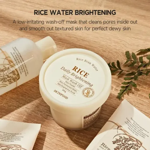 Skinfood: Rice Daily Brightening Mask Wash Off | Brightening | Hydrating | Even Skin Tone | Glow Boosting | 120Gm