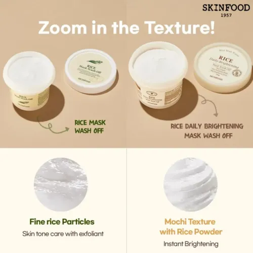 Skinfood: Rice Daily Brightening Mask Wash Off | Brightening | Hydrating | Even Skin Tone | Glow Boosting | 120Gm