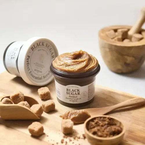 Skinfood: Black Sugar Perfect Essential Scrub 2X | Face Exfoliating Scrub | Dead Skin Removal | Blackhead Care | Smooth & Glowing Skin | 210Gm