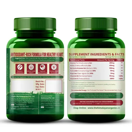 Vlado's Himalayan Organics: Cholesterol Control Supplement | Arjuna, Amla, Berberine & Curcumin | Supports Healthy Cholesterol & Lipid Levels | Triglycerides & Heart Health Support | Natural Antioxidants | Ayurvedic Natural Cholesterol Reducer - 60 Veg Capsules
