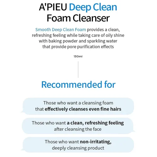 Apieu: Deep Clean Foam Cleanser 2ea | Skin Care | Healthy Glow | Hydration | Daily Care | 130ml