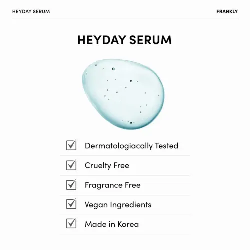 Frankly: Heyday Serum | Deep Hydration | 1.125% Panthenol | Hyaluronic Acid | Barrier Repair | Anti-Aging | Plumping | Korean Skincare | 30ml