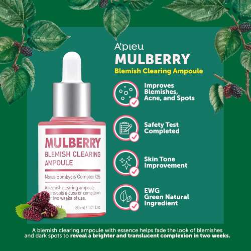Apieu: Mulberry Blemish Clearing Ampoule | Korean Skincare | Healthy Glow | Hydration | 30ml