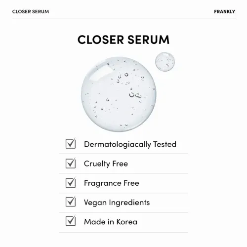 Frankly: Closer Serum | Pore Minimizer | 9 Peptides | Vegan Collagen | PHA | Glass Skin | Anti-Aging | Elasticity | Korean Skincare | 60ml