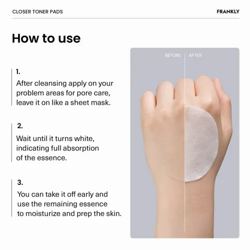 Frankly: Closer Toner Pads | Pore Tightening | 9 Peptides | Rice Extract | Vegan Collagen | Brightening | Korean Skincare | 70 Pads, 105ml