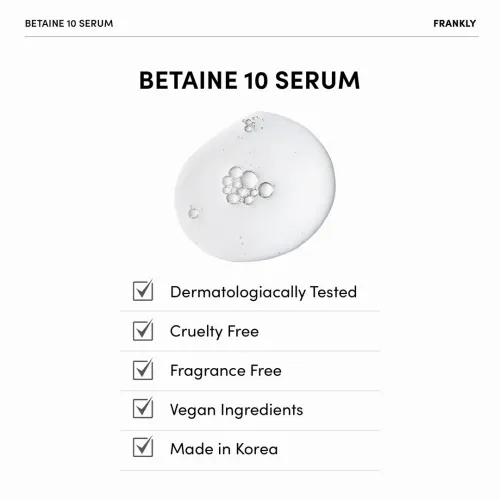 Frankly: Betaine 10 Serum | Hydration | Niacinamide | Sensitive Skin | Barrier Softening | Texture Care | Korean Skincare | 30ml