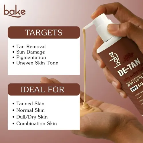 Bake Cosmetics: De-Tan Anti-Pigmentation Coffee Body Lotion with Kojic, Glycolic & Lactic Acid for Spots, Pigmentation & Tan Removal