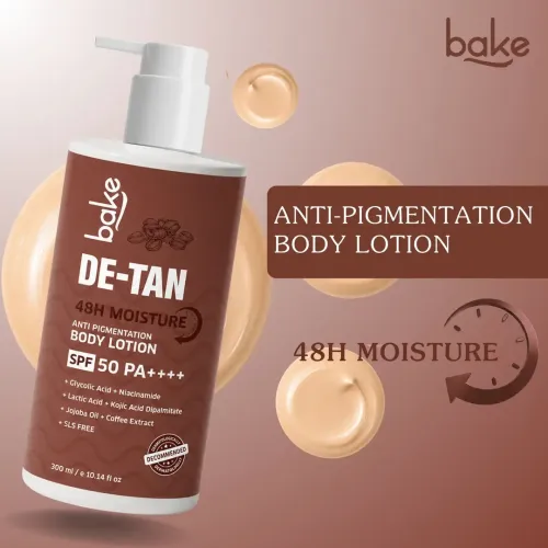Bake Cosmetics: De-Tan Anti-Pigmentation Coffee Body Lotion with Kojic, Glycolic & Lactic Acid for Spots, Pigmentation & Tan Removal