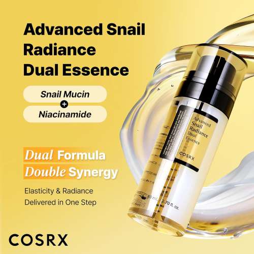 COSRX: Advanced Snail Radiance Dual Essence | Hydration | Glass Skin | Snail Mucin | Barrier Repair | 80ml