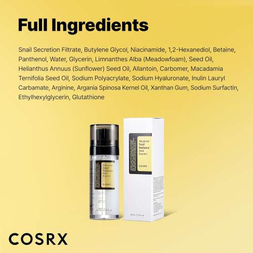 COSRX: Advanced Snail Radiance Dual Essence | Hydration | Glass Skin | Snail Mucin | Barrier Repair | 80ml