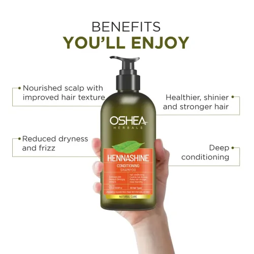 Oshea Herbals: Heenashine Conditioner Shampoo | 2-in-1 Shampoo & Conditioner | Nourishing Hair Cleanser | Smooth & Shiny Hair | 500ml