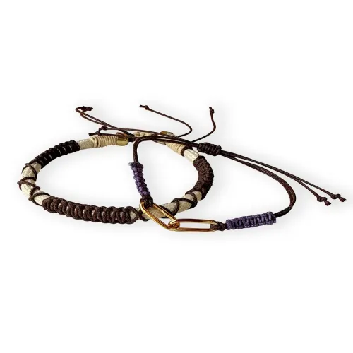 Tann Trim: Brown & Beige Thread & Vegan Leather Band | Handmade & Designer Rakhi Band