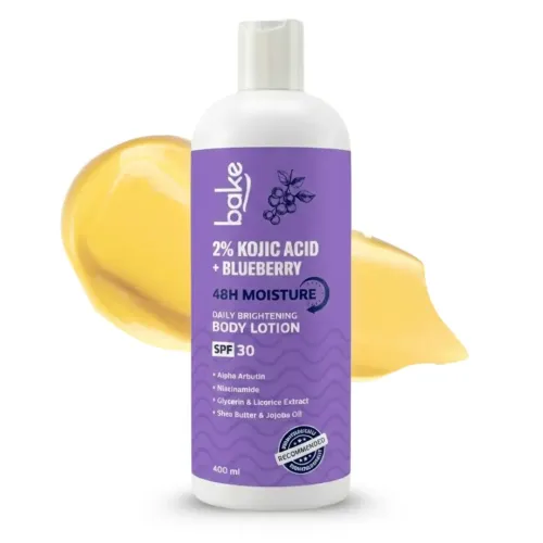 Bake Cosmetics: 2% Kojic Acid + Blueberry Brightening Body Lotion SPF 30 with Alpha Arbutin for Dark Spots, Uneven Skin Tone & Daily Hydration  400ml