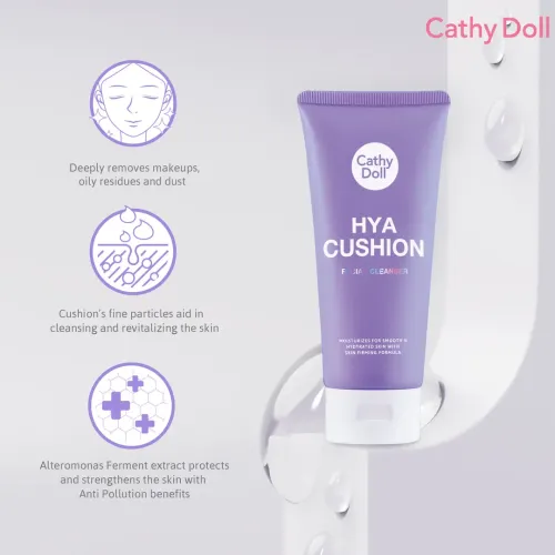 Cathy Doll: Hya Cushion Facial Foam Cleanser | Hyaluronic Acid Face Wash | Hydrating Cleanser | 50ml