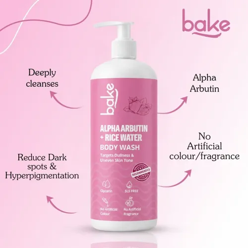 Bake Cosmetics: Alpha Arbutin + Rice Water Brightening Body Wash for Dullness & Uneven Skin Tone 500ml