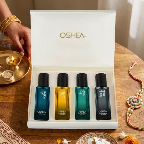Oshea Herbals: Celebrate Togetherness This Rakhi | OSHEA Eau De Parfum Gift Box for Him | Long-Lasting Fragrance | A Fragrance as Special as Your Bond | 80ml (20ml x 4)