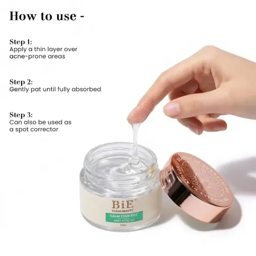 BiE: Calm Your Zits Anti-Acne Gel | For Spot Correction & Pimple Marks | Reduces Blemishes | Balances Oil | 20gm
