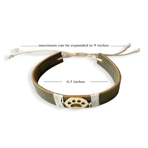 Tann Trim: Olive Green Paw Vegan Leather Band | Handmade & Designer Rakhi Band