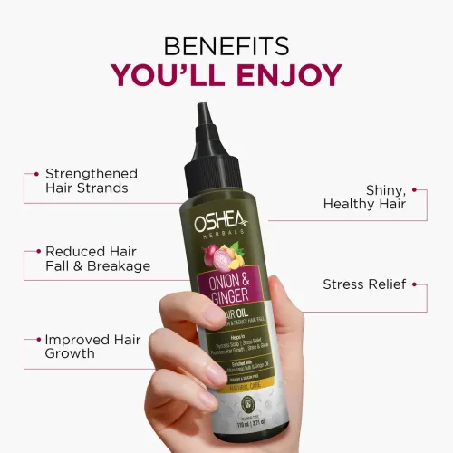 Oshea Herbals: Onion And Ginger Hair Oil | Hair Growth | Hair Fall Control | Strengthens Roots & Nourishes Scalp | 110ml