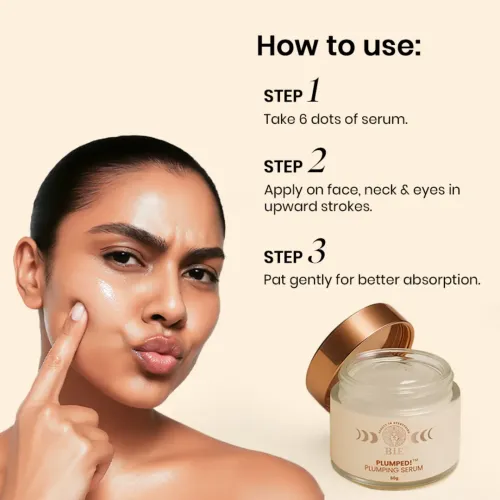 BiE: Plumped! Plumping Serum | With Collagen, Stem Cells & Geranium Oil | For Hydrated, Smooth Skin | 50gm