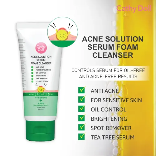 Cathy Doll: Acne Solution Serum Foam Cleanser | Anti-Acne Face Wash | Oil Control & Pore Care | 100ml