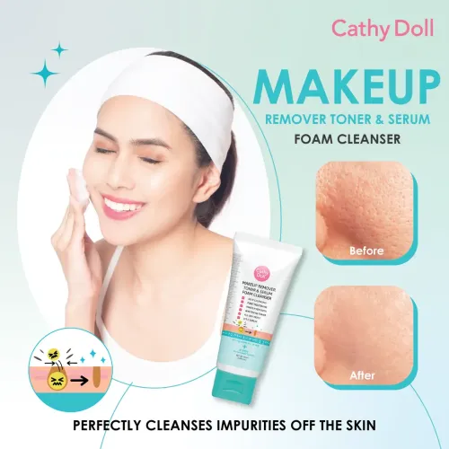 Cathy Doll: Make Up Remover Toner Serum Foam Cleanser | 3-in-1 Facial Cleanser | Makeup Removal & Hydration | 100ml