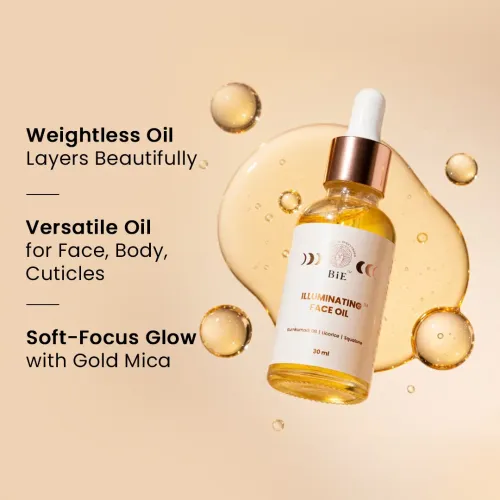 BiE: Illuminating Face Oil | With Kumkumadi Oil, Squalane & Licorice | For Glowing Skin | All Skin Types | 30ml