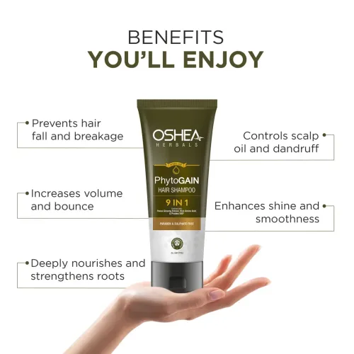 Oshea Herbals: PhytoGain 9 in 1 Hair Shampoo | Multi-Benefit | Hair Strengthening | Scalp Nourishment & Hair Growth | 200ml