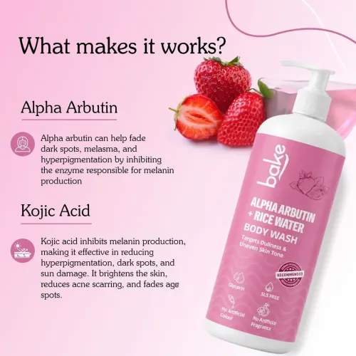 Bake Cosmetics: Alpha Arbutin + Rice Water Brightening Body Wash for Dullness & Uneven Skin Tone 500ml