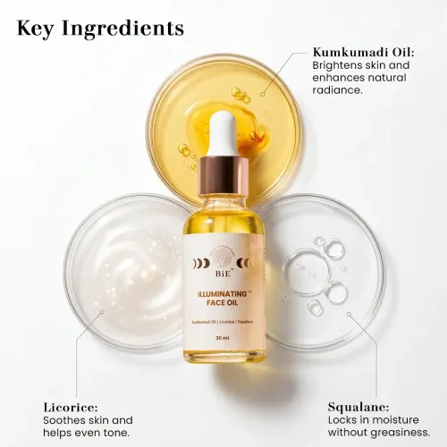 BiE: Illuminating Face Oil | With Kumkumadi Oil, Squalane & Licorice | For Glowing Skin | All Skin Types | 10ml