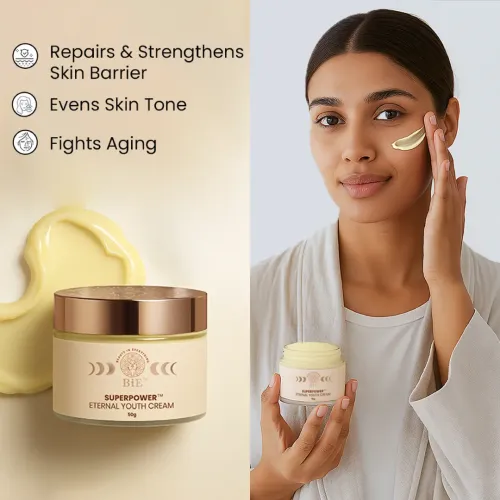 BiE: Superpower Eternal Youth Cream | Anti-Aging Cream | With Squalane, Almond Oil & Ginseng Stem Cells | 50gm