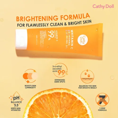 Cathy Doll: Whitamin C Brightening Cleansing Gel | Vitamin C Face Wash | Deep Cleansing & Glow Care | 120ml