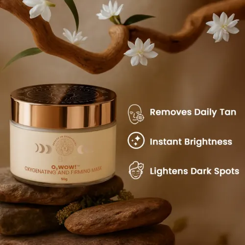 BiE: O2WOW! Face Mask | For Daily Tan Removal | Reduces Dark Spots & Pigmentation | Gentle Exfoliator | 50gm