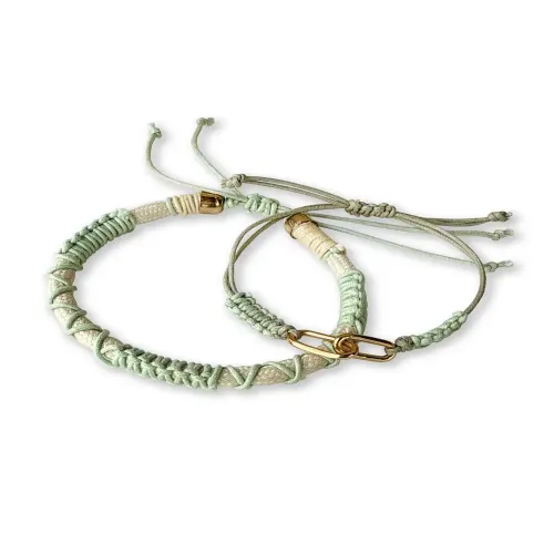 Tann Trim: Green & Beige Thread Band | Handmade & Designer Rakhi Band