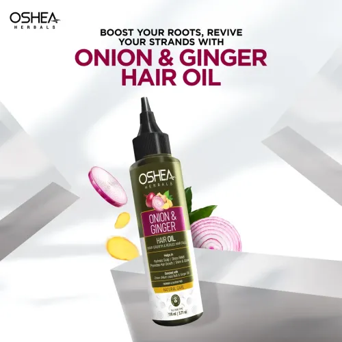 Oshea Herbals: Onion And Ginger Hair Oil | Hair Growth | Hair Fall Control | Strengthens Roots & Nourishes Scalp | 110ml