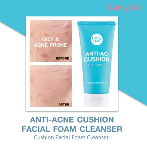 Cathy Doll: Anti-Acne Cushion Facial Foam Cleanser | Acne Control Face Wash | Deep Cleansing Care | 50ml
