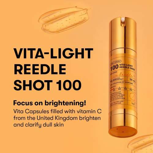 VT Cosmetics: Vita-Light Reedle Shot 100 | Daily Skincare | Brightening | Micro-Needling | Skin Renewal | Glow Boost | 2ml × 10ea