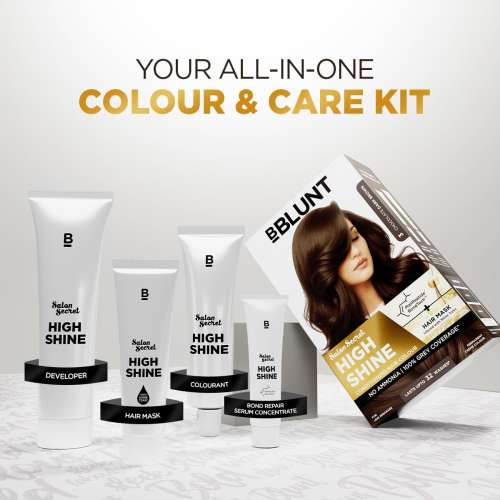 Bblunt: Salon Secret High Shine Conditioning Hair Colour | Chocolate Dark Brown | 100% Grey Coverage | Conditioning Formula | High Shine Finish | 130gm