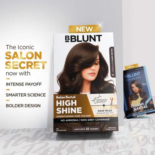 Bblunt: Salon Secret High Shine Conditioning Hair Colour | Chocolate Dark Brown | 100% Grey Coverage | Conditioning Formula | High Shine Finish | 130gm