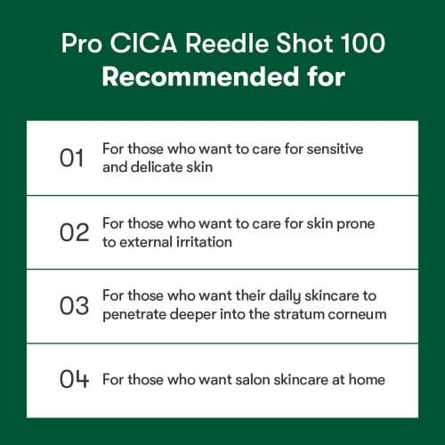 VT Cosmetics: Pro Cica Reedle Shot 100 Stick | Calming Care | Barrier Repair | Micro-Needling | Sensitive Skin | 2ml × 10ea