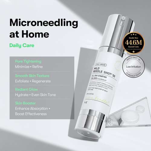 VT Cosmetics: Mild Reedle Shot 50 | Gentle Micro-Needling | Skin Renewal | Sensitive Skin | Daily Essence | 50ml