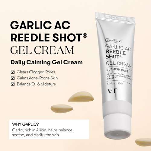 VT Cosmetics: Garlic Ac Reedle Shot Gel Cream | Acne Care | Pore Control | Micro-Needling | Blemish Reduction | 50ml