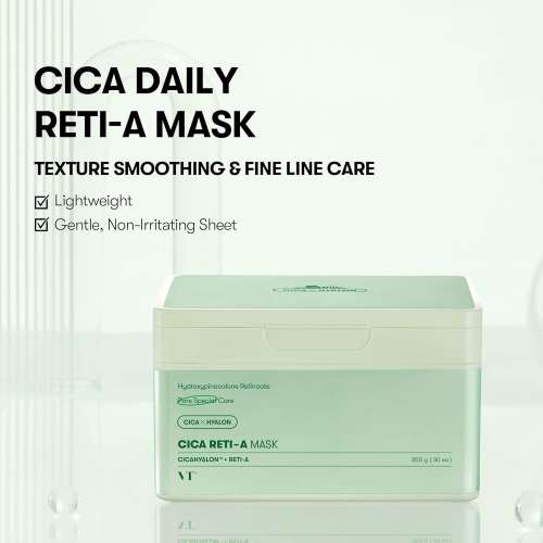 VT Cosmetics: Cica Reti-A Mask | Calming Care | Retinol | Anti-Aging | Wrinkle Reduction | Daily Mask | 30ea